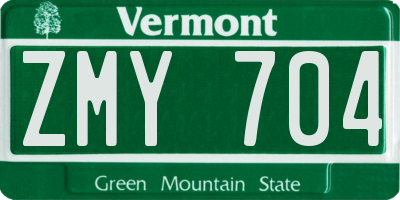 VT license plate ZMY704