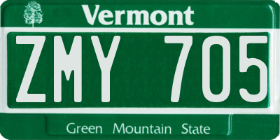 VT license plate ZMY705