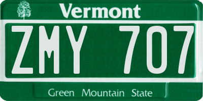 VT license plate ZMY707