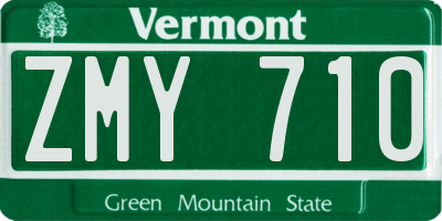 VT license plate ZMY710