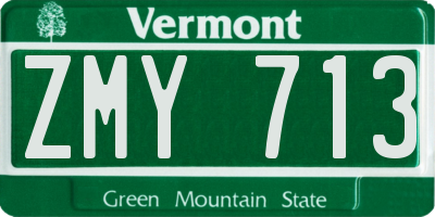 VT license plate ZMY713