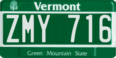VT license plate ZMY716