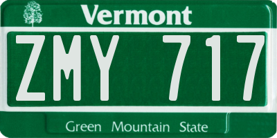 VT license plate ZMY717