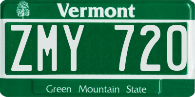 VT license plate ZMY720