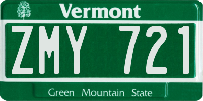 VT license plate ZMY721