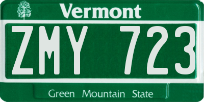 VT license plate ZMY723