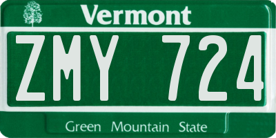 VT license plate ZMY724