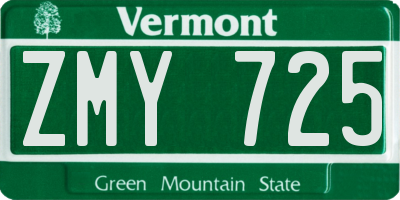 VT license plate ZMY725