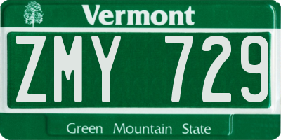 VT license plate ZMY729