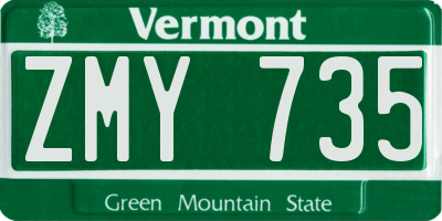 VT license plate ZMY735