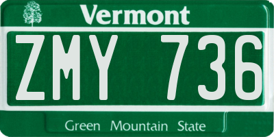 VT license plate ZMY736