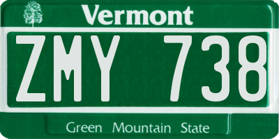 VT license plate ZMY738