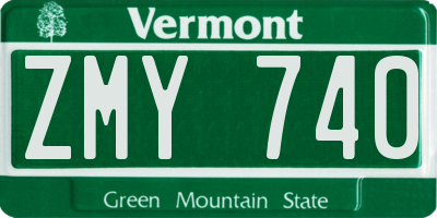 VT license plate ZMY740