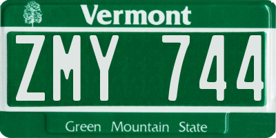 VT license plate ZMY744
