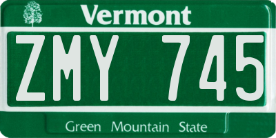 VT license plate ZMY745