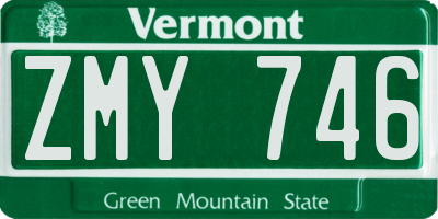 VT license plate ZMY746