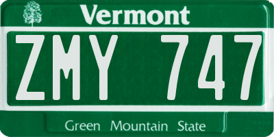 VT license plate ZMY747