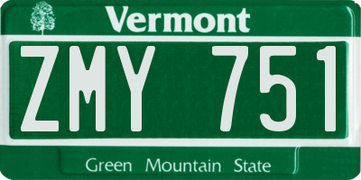 VT license plate ZMY751