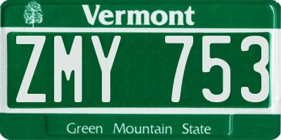 VT license plate ZMY753
