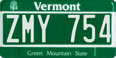 VT license plate ZMY754