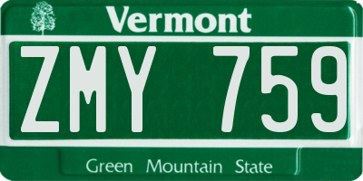 VT license plate ZMY759
