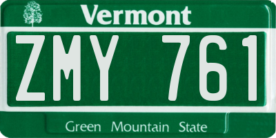 VT license plate ZMY761