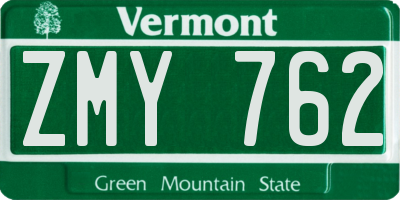 VT license plate ZMY762