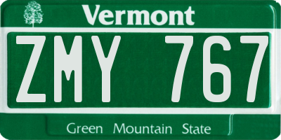 VT license plate ZMY767