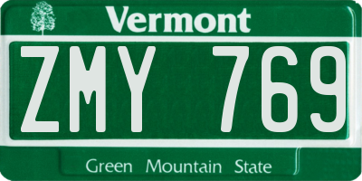VT license plate ZMY769