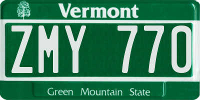 VT license plate ZMY770