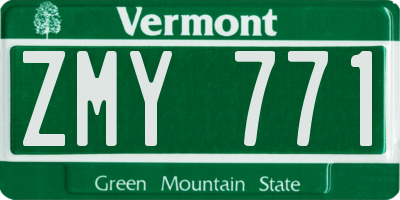 VT license plate ZMY771