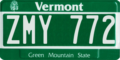 VT license plate ZMY772