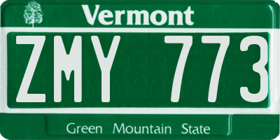VT license plate ZMY773