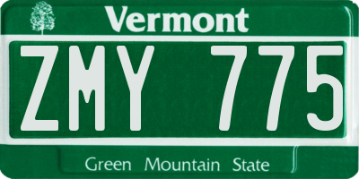 VT license plate ZMY775