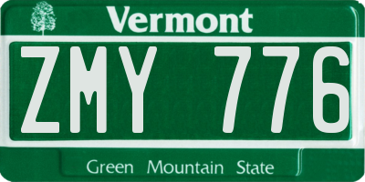VT license plate ZMY776