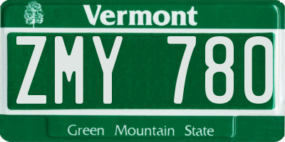 VT license plate ZMY780