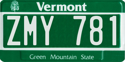 VT license plate ZMY781