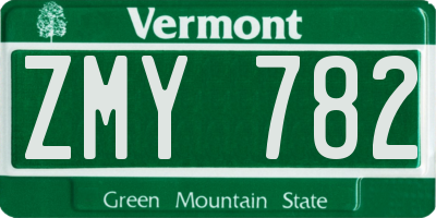 VT license plate ZMY782