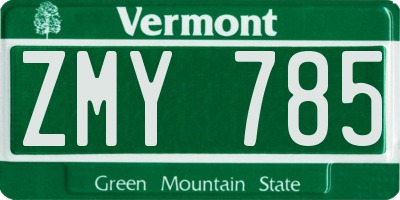 VT license plate ZMY785