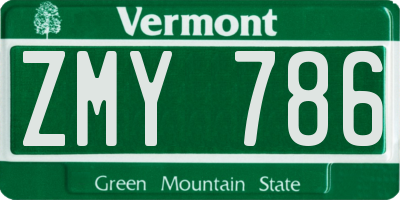 VT license plate ZMY786