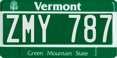 VT license plate ZMY787