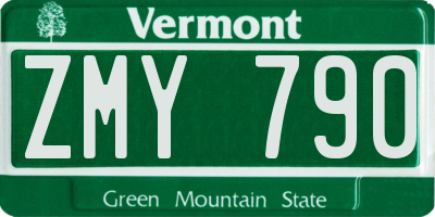 VT license plate ZMY790