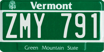 VT license plate ZMY791