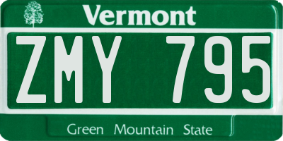 VT license plate ZMY795