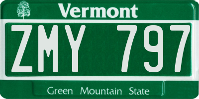 VT license plate ZMY797