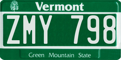 VT license plate ZMY798