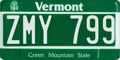 VT license plate ZMY799
