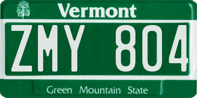 VT license plate ZMY804