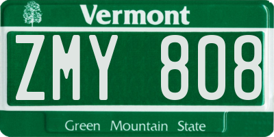 VT license plate ZMY808