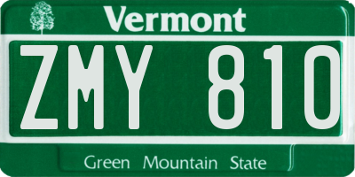 VT license plate ZMY810